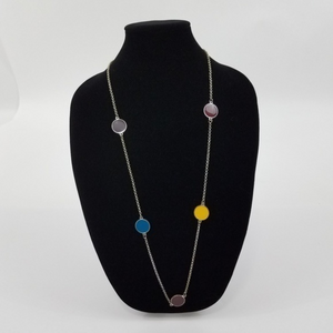! Modern Mod Necklace Chain Circle Multi Color‎ Sil